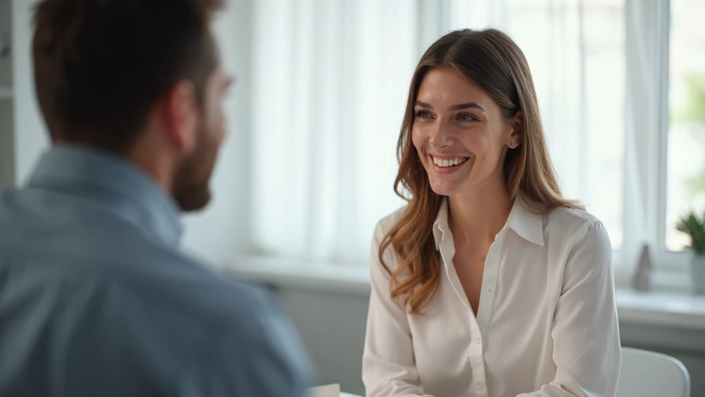 Профессиональная беседа между двумя коллегами в офисной среде с позитивным общением